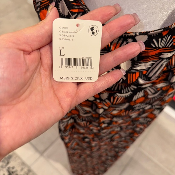 NWT Free People Orange and Black Maxi Dress Size L - Picture 6 of 7